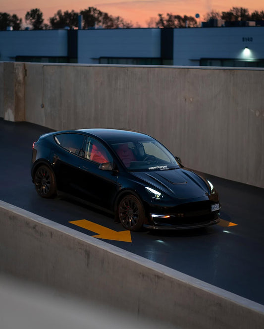 Tesla Model Y Performance AWD Long Range RWD Standard 2020 2021 2022 2023 2024 with Aftermarket Parts - V1 Hood Bonnet Carbon Fiber / FRP from CMST Tuning