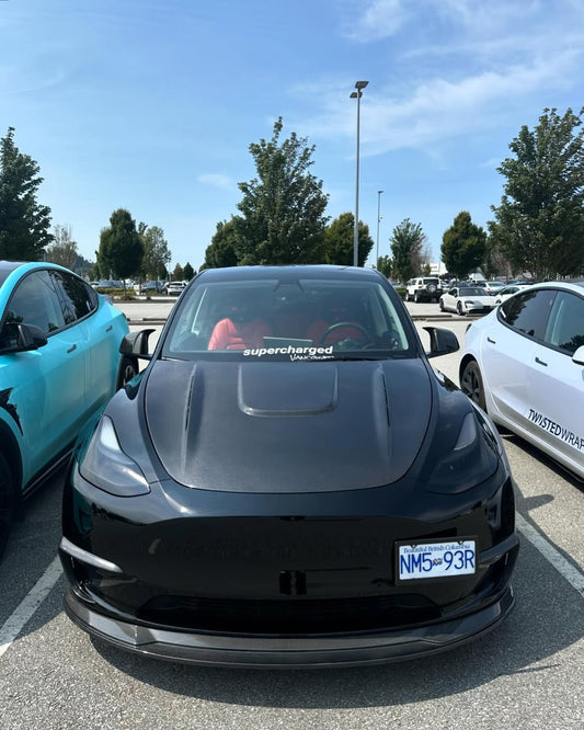 Tesla Model Y Performance AWD Long Range RWD Standard 2020 2021 2022 2023 2024 with Aftermarket Parts - V1 Hood Bonnet Carbon Fiber / FRP from CMST Tuning