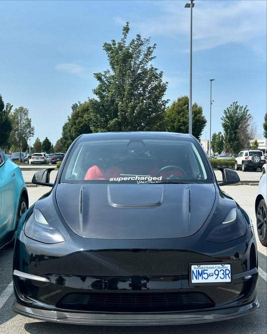 Tesla Model Y Performance AWD Long Range RWD Standard 2020 2021 2022 2023 2024 with Aftermarket Parts - V1 Hood Bonnet Carbon Fiber / FRP from CMST Tuning