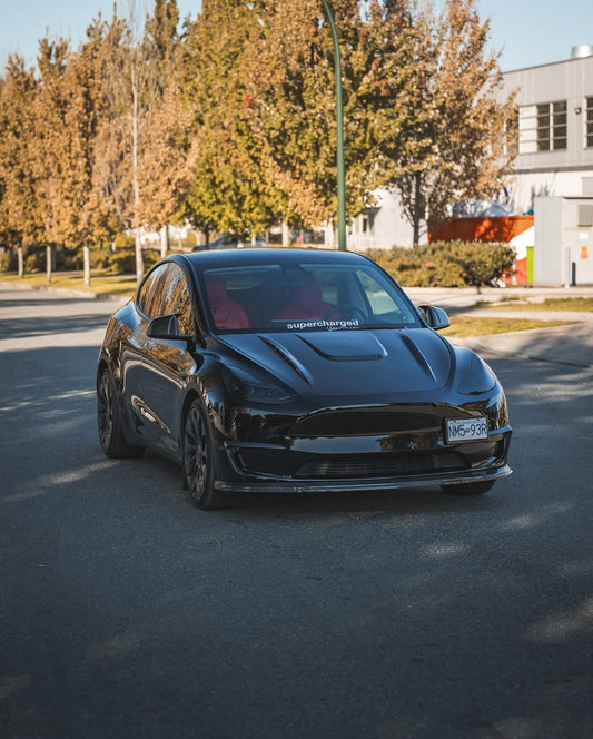 Tesla Model Y Performance AWD Long Range RWD Standard 2020 2021 2022 2023 2024 with Aftermarket Parts - V1 Hood Bonnet Carbon Fiber / FRP from CMST Tuning