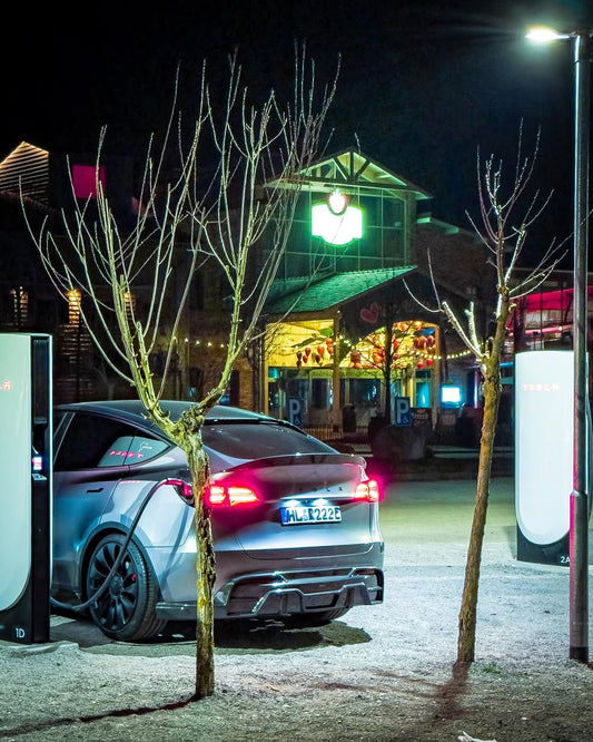 Tesla Model Y Performance AWD Long Range RWD Standard 2020 2021 2022 2023 2024 with Aftermarket Parts - V4 With Tow Hook Access Rear Diffuser Carbon Fiber / FRP from CMST Tuning