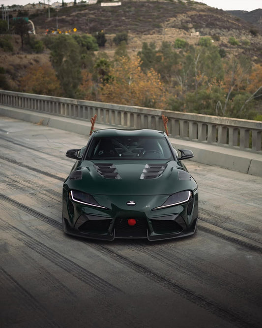 Toyota Supra MK5 A90 A91 3.0 2.0 2020 2021 2022 2023 2024 with Aftermarket Parts - V1 Vented Hood Bonnet Carbon Fiber / FRP from CMST Tuning