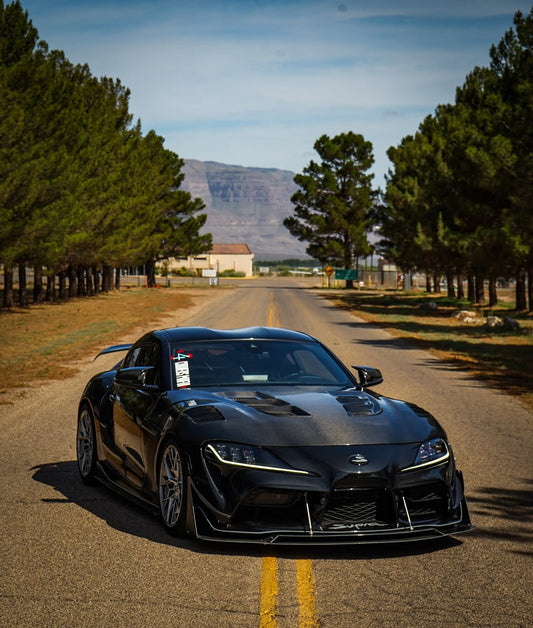 Toyota Supra MK5 A90 A91 3.0 2.0 2020 2021 2022 2023 2024 with Aftermarket Parts - V1 Vented Hood Bonnet Carbon Fiber / FRP from CMST Tuning