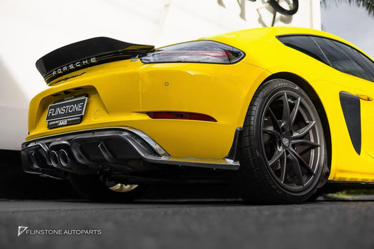 Porsche 718 Boxster Base S T GTS 2017-ON with Aftermarket Parts - V1 Style Rear Spoiler Carbon Fiber / FRP from CMST Tuning