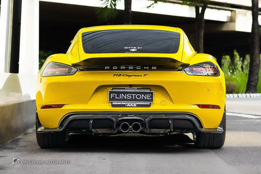 Porsche 718 Boxster Base S T GTS 2017-ON with Aftermarket Parts - V1 Style Rear Spoiler Carbon Fiber / FRP from CMST Tuning
