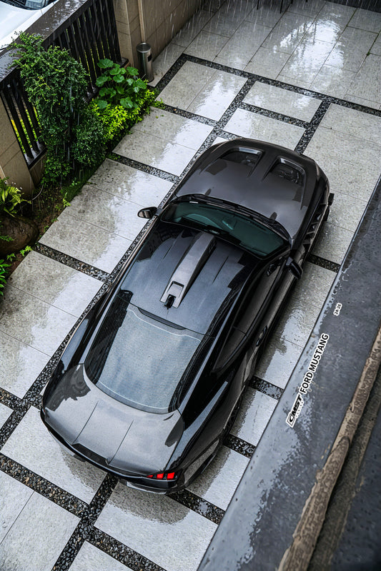 Ford Mustang S650 2.3 Ecoboost 5.0 GT Dark Horse 2024-ON with Aftermarket Parts - V1 GTD Style Hood Carbon Fiber / FRP from CMST Tuning