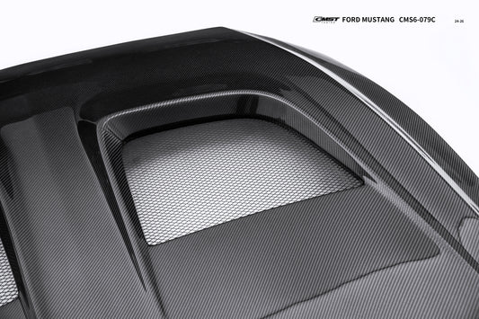 Ford Mustang S650 2.3 Ecoboost 5.0 GT Dark Horse 2024-ON with Aftermarket Parts - V1 GTD Style Hood Carbon Fiber / FRP from CMST Tuning