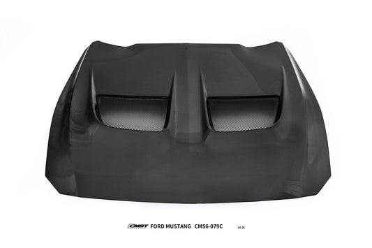 Ford Mustang S650 2.3 Ecoboost 5.0 GT Dark Horse 2024-ON with Aftermarket Parts - V1 GTD Style Hood Carbon Fiber / FRP from CMST Tuning
