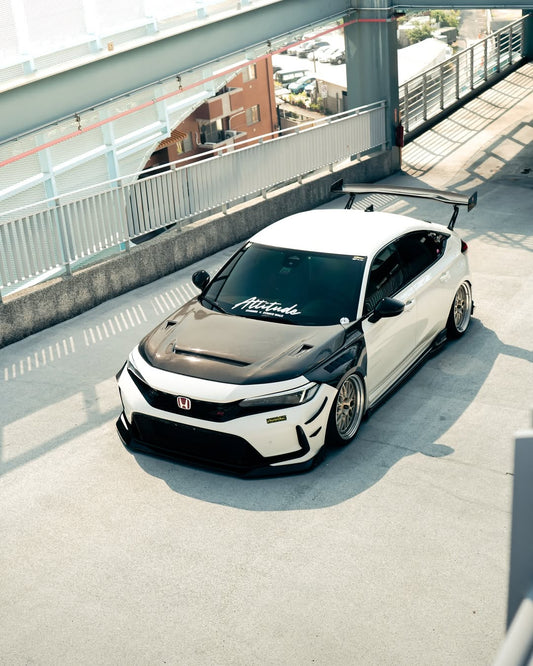 Honda Civic Type-R FL5 2023 2024 with Aftermarket Parts - V1 Hood Bonnet Carbon Fiber from CMST Tuning