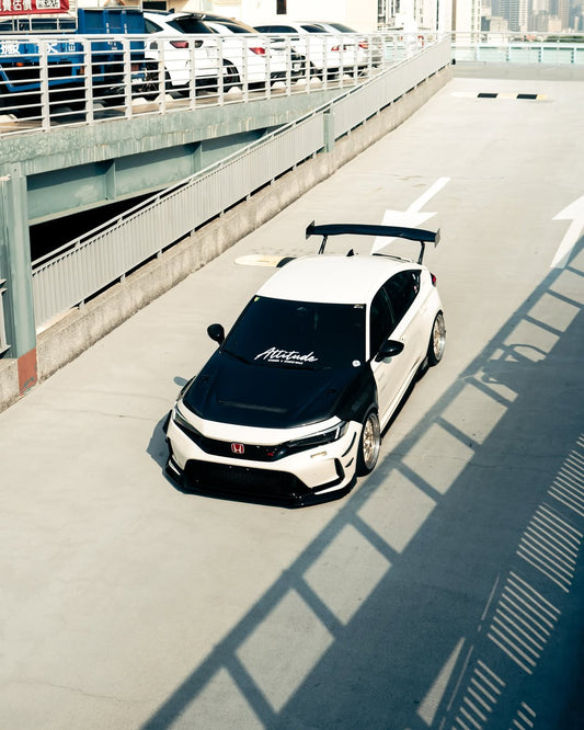 Honda Civic Type-R FL5 2023 2024 with Aftermarket Parts - V1 Hood Bonnet Carbon Fiber from CMST Tuning