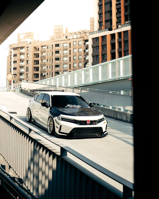 Honda Civic Type-R FL5 2023 2024 with Aftermarket Parts - V1 Hood Bonnet Carbon Fiber from CMST Tuning
