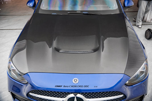 Mercedes Benz C-Class C63S C63 C43 AMG C300 W206 S206 2021-ON with Aftermarket Parts - V1 Hood Carbon Fiber / FRP from CMST Tuning