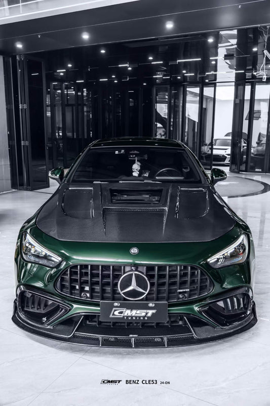 Mercedes Benz CLE-Class AMG CLE 53 / 450 / 300 C236 A236 2024-ON with Aftermarket Parts - Tempered Glass Clearview V2 Hood Carbon Fiber / FRP from CMST Tuning