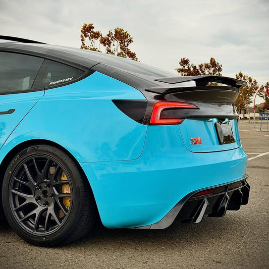 Tesla Model 3 Highland / Performance 2024-ON with Aftermarket Parts - V1 Style Rear Spoiler Carbon Fiber from CMST Tuning