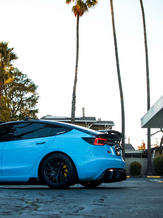 Tesla Model 3 Highland / Performance 2024-ON with Aftermarket Parts - V1 Style Rear Spoiler Carbon Fiber from CMST Tuning