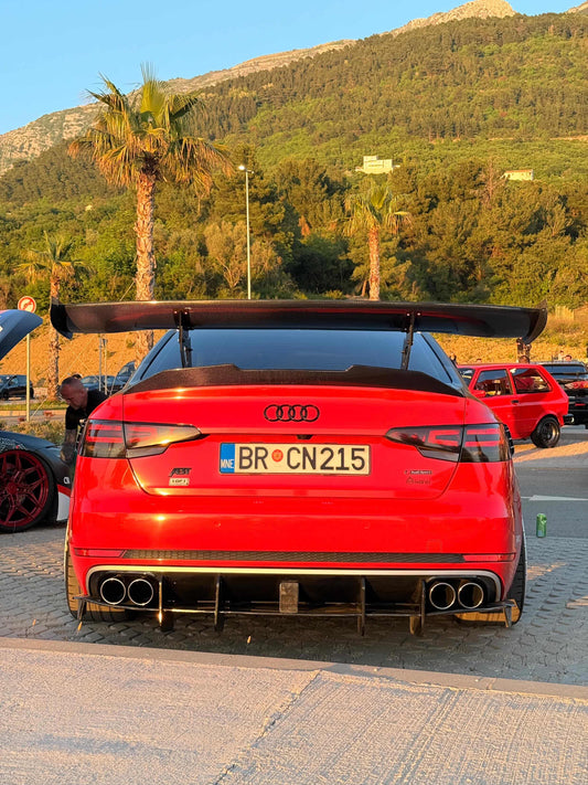 Audi RS3 S3 A3 8V/8V.5 2014 2015 2016 2017 2018 2019 2020 with Aftermarket Parts - V1 Style Rear Wing Carbon Fiber from CMST Tuning