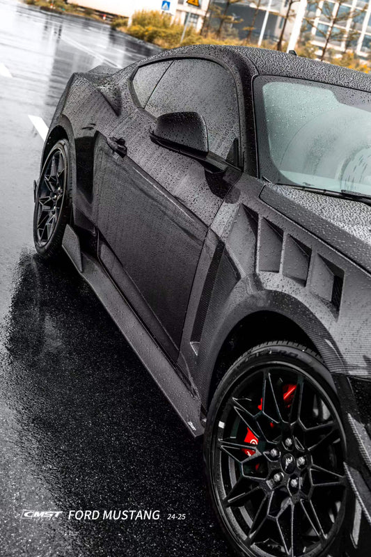 Ford Mustang S650 2.3 Ecoboost 5.0 GT Dark Horse 2024-ON with Aftermarket Parts - V1 Side Skirts Carbon Fiber / FRP from CMST Tuning