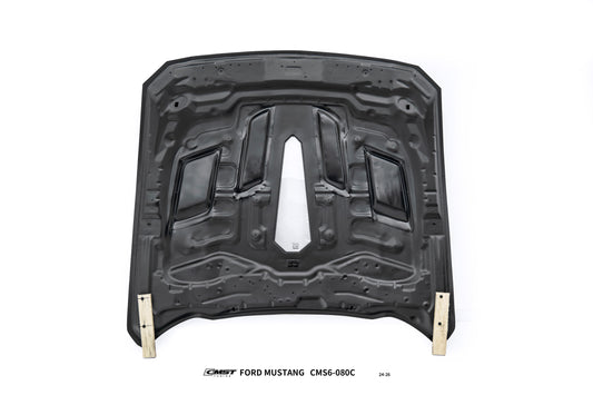 Ford Mustang S650 2.3 Ecoboost 5.0 GT Dark Horse 2024-ON with Aftermarket Parts - V2 Clearview Glass Transparent Hood Carbon Fiber / FRP from CMST Tuning