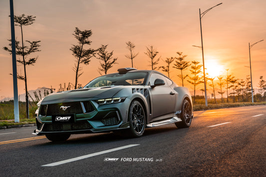 Ford Mustang S650 2.3 Ecoboost 5.0 GT Dark Horse 2024-ON with Aftermarket Parts - V2 Side Skirts Carbon Fiber / FRP from CMST Tuning