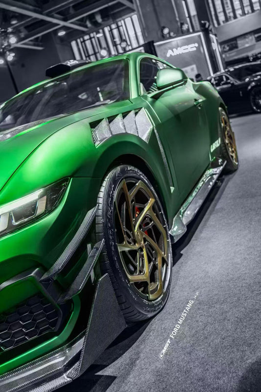 Ford Mustang S650 2.3 Ecoboost 5.0 GT Dark Horse 2024-ON with Aftermarket Parts - V2 Side Skirts Carbon Fiber / FRP from CMST Tuning