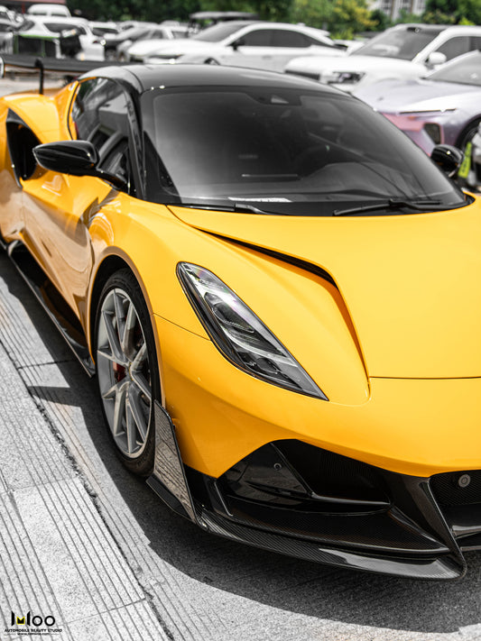 Lotus Emira 3.6 V6 2.0 Four-cylinder 2022-ON with Aftermarket Parts - V2 Front Lip Dry Pre-preg Carbon Fiber / FRP