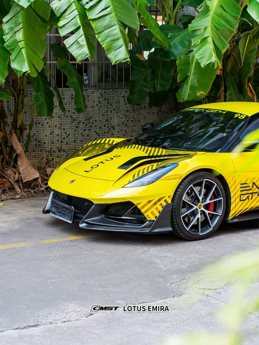 Lotus Emira 3.6 V6 2.0 Four-cylinder 2022-ON with Aftermarket Parts - V2 Front Lip Dry Pre-preg Carbon Fiber / FRP