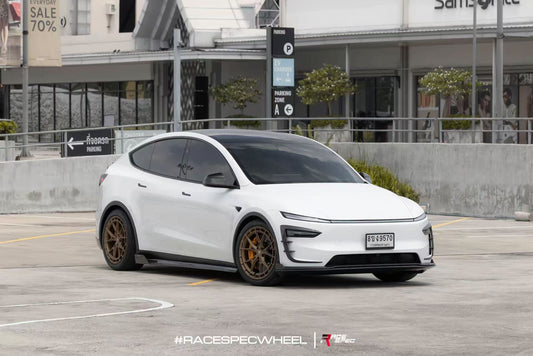 Tesla Model Y Juniper 2026-ON with Aftermarket Parts - V1 Front Lip Carbon Fiber / FRP from CMST Tuning