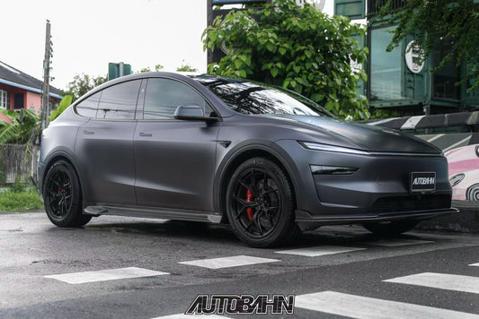 Tesla Model Y Juniper 2026-ON with Aftermarket Parts - V1 Front Lip Carbon Fiber / FRP from CMST Tuning
