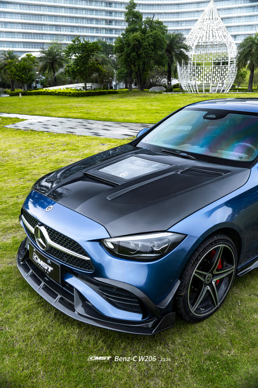 Mercedes Benz C-Class C63S C63 C43 AMG C300 W206 S206 2021-ON with Aftermarket Parts - V2 Hood Carbon Fiber / FRP from CMST Tuning
