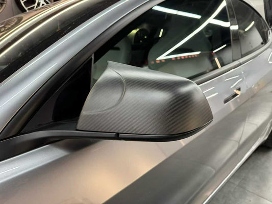 Tesla Model 3 / Highland / Performance 2017 2018 2019 2020 2021 2022 2023 2024 with Aftermarket Parts - V2 Style Mirror Caps Carbon Fiber from CMST Tuning