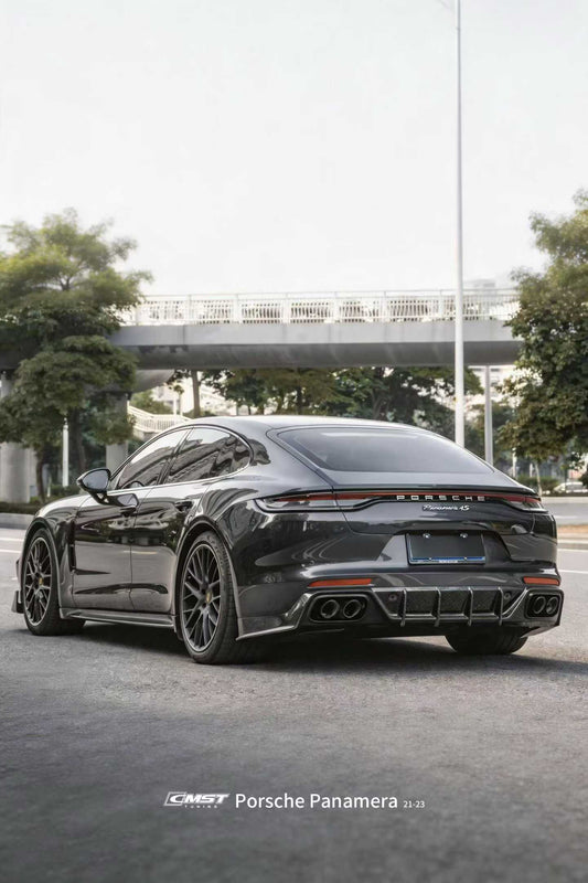 Porsche Panamera 971 971.1 RWD/Base/4/4S/GTS/Turbo/Turbo S 2017-2020 & Panamera 971 971.2 RWD/Base/4/4S/GTS/Turbo/Turbo S 2021-2023 with Aftermarket Parts - V2 Style Pre-preg Carbon & FRP Rear Diffuser from CMST Tuning