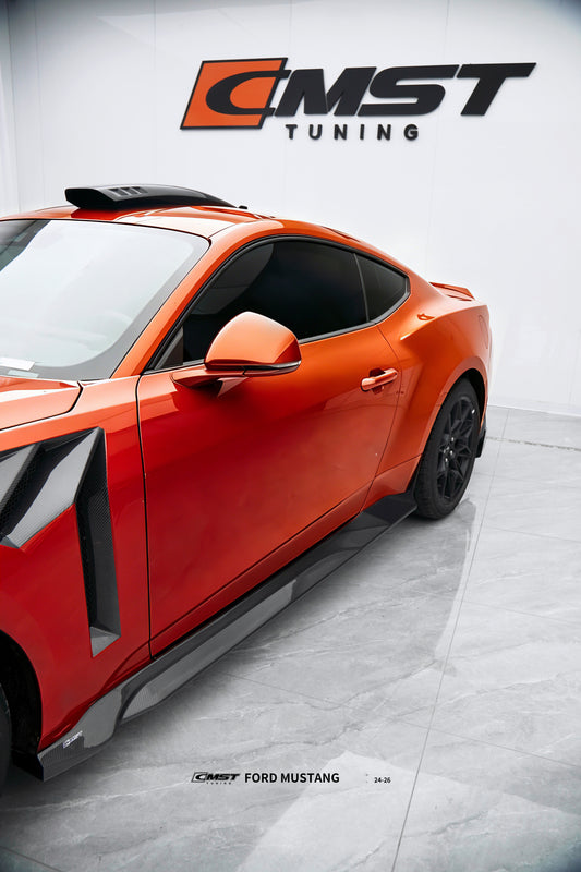 Ford Mustang S650 2.3 Ecoboost 5.0 GT Dark Horse 2024-ON with Aftermarket Parts - V2 Side Skirts Carbon Fiber / FRP from CMST Tuning