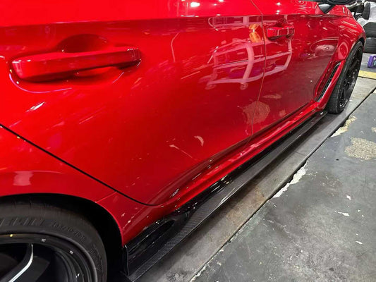 Honda Civic Type-R FL5 2023-ON with Aftermarket Parts - V2 Side Skirts Dry Pre-preg Carbon Fiber / FRP from CMST Tuning