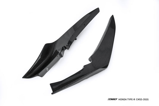 Honda Civic Type-R FL5 2023-ON with Aftermarket Parts - V2 Style Front Canards Dry Pre-preg Carbon Fiber / FRP from CMST Tuning