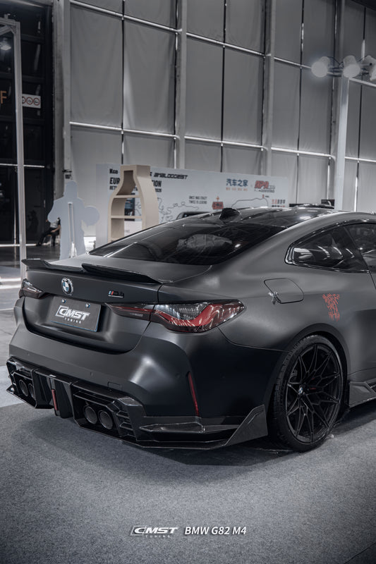 BMW 4 series 430i M440i G22 2020-ON & M4/M4C/M4CS G82 2021-ON with Aftermarket Parts - Pre-preg Carbon Fiber & FRP Rear Spoiler from CMST Tuning