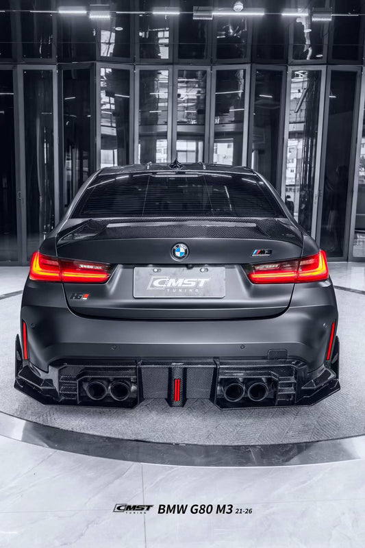 BMW M3CS M3C M3 G80 G81 2021-ON & M4CS M4C M4 G82 G83 2021-ON with Aftermarket Parts - V2 Style Rear Diffuser & Canards Dry Pre-preg Carbon Fiber / FRP from CMST Tuning