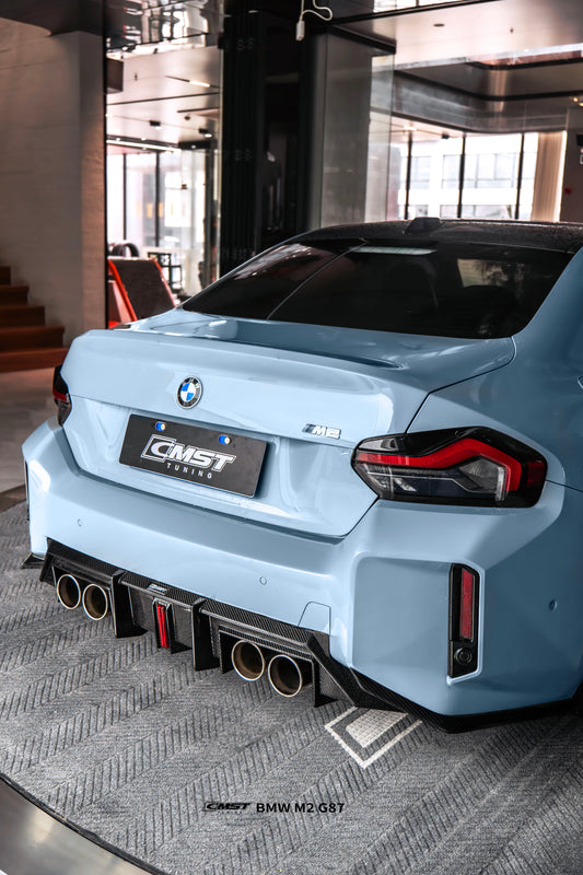 BMW M2CS M2 G87 2023-ON with Aftermarket Parts - V2 Style Rear Diffuser Dry Pre-preg Carbon Fiber / FRP from CMST Tuning