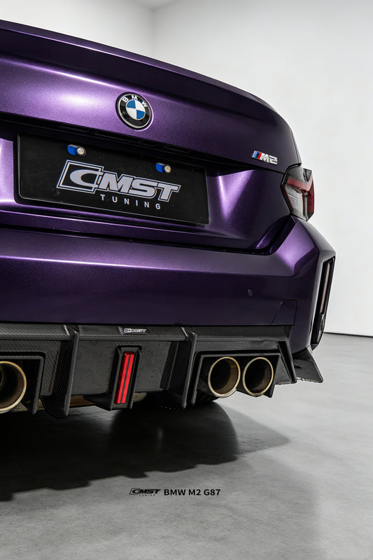 BMW M2CS M2 G87 2023-ON with Aftermarket Parts - V2 Style Rear Diffuser Dry Pre-preg Carbon Fiber / FRP from CMST Tuning