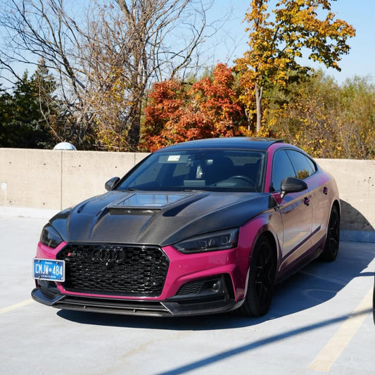 Audi RS5 S5 A5 B9 B9.5 2017 2018 2019 2020 2021 2022 2023 2024 Early 2025 with Aftermarket Parts - V2 Tempered Glass Transparent Hood Bonnet Carbon Fiber / FRP from CMST Tuning