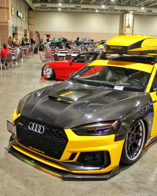 Audi RS5 S5 A5 B9 B9.5 2017 2018 2019 2020 2021 2022 2023 2024 Early 2025 with Aftermarket Parts - V2 Tempered Glass Transparent Hood Bonnet Carbon Fiber / FRP from CMST Tuning