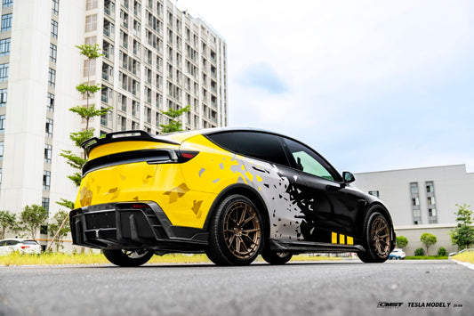 Tesla Model Y Juniper 2026-ON with Aftermarket Parts - V2 Rear Spoiler Carbon Fiber / FRP from CMST Tuning