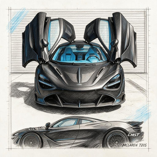 McLaren 720S 2018 2019 2020 2021 2022 2023 with Aftermarket Parts - V3 Front Lip Carbon Fiber / FRP from CMST Tuning