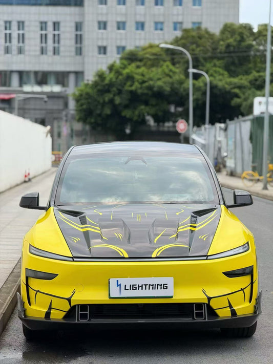 Tesla Model Y Juniper 2026-ON with Aftermarket Parts - V1 Hood Carbon Fiber / FRP from CMST Tuning