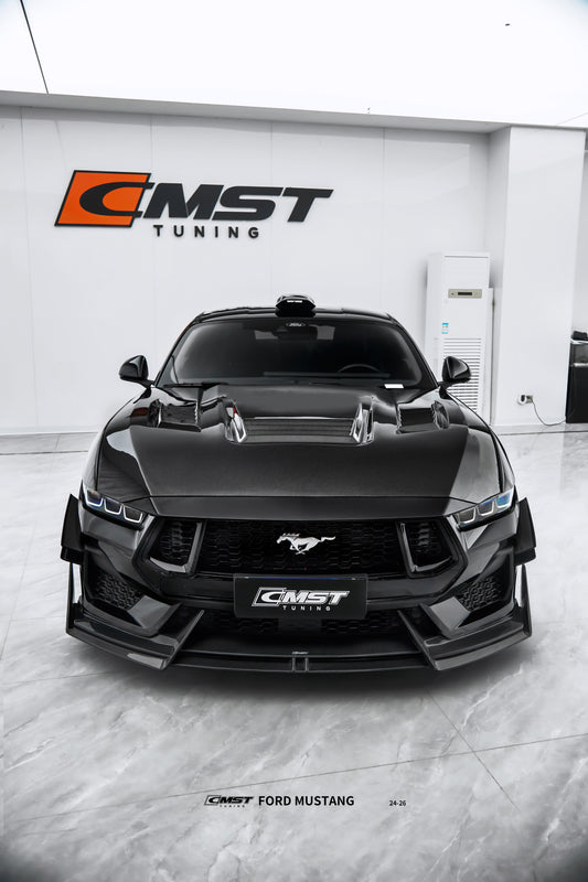 Ford Mustang S650 2.3 Ecoboost 5.0 GT Dark Horse 2024-ON with Aftermarket Parts - V3 Hood Carbon Fiber / FRP from CMST Tuning
