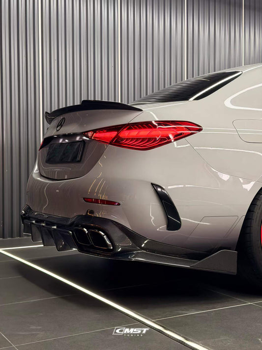 Mercedes Benz C-Class C63 C43 AMG C300 (with sport-package bumper) W206 S206 2021-ON with Aftermarket Parts - Rear Diffuser & Exhaust Carbon Fiber / FRP from CMST Tuning