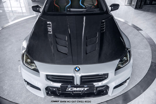 BMW M2CS M2 G87 2023-ON & 2 Series M240i 230i G42 2022-ON with Aftermarket Parts - V3 Style Hood Dry Pre-preg Carbon Fiber / FRP from CMST Tuning