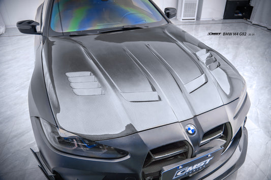 BMW M3/M3C G80 G81 2021-ON & M4/M4C G82/G83 2021-ON with Aftermarket Parts - V2 Style Carbon Fiber & FRP Hood Bonnet from CMST Tuning