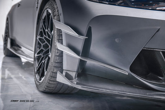 BMW M3CS M3C M3 G80 G81 2021-ON & M4CS M4C M4 G82 G83 2021-ON with Aftermarket Parts - V2 Style Front Canards Dry Pre-preg Carbon Fiber / FRP from CMST Tuning