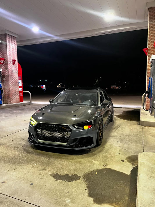 Audi RS3 S3 A3 8V / 8V.5 2014 2015 2016 2017 2018 2019 2020 with Aftermarket Parts - V4 Hood Bonnet Carbon Fiber / FRP from CMST Tuning