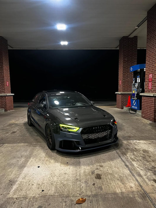 Audi RS3 S3 A3 8V / 8V.5 2014 2015 2016 2017 2018 2019 2020 with Aftermarket Parts - V4 Hood Bonnet Carbon Fiber / FRP from CMST Tuning